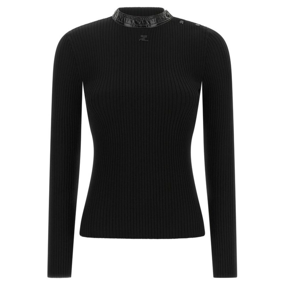 Courrèges Black Viscose Women's Cardigan